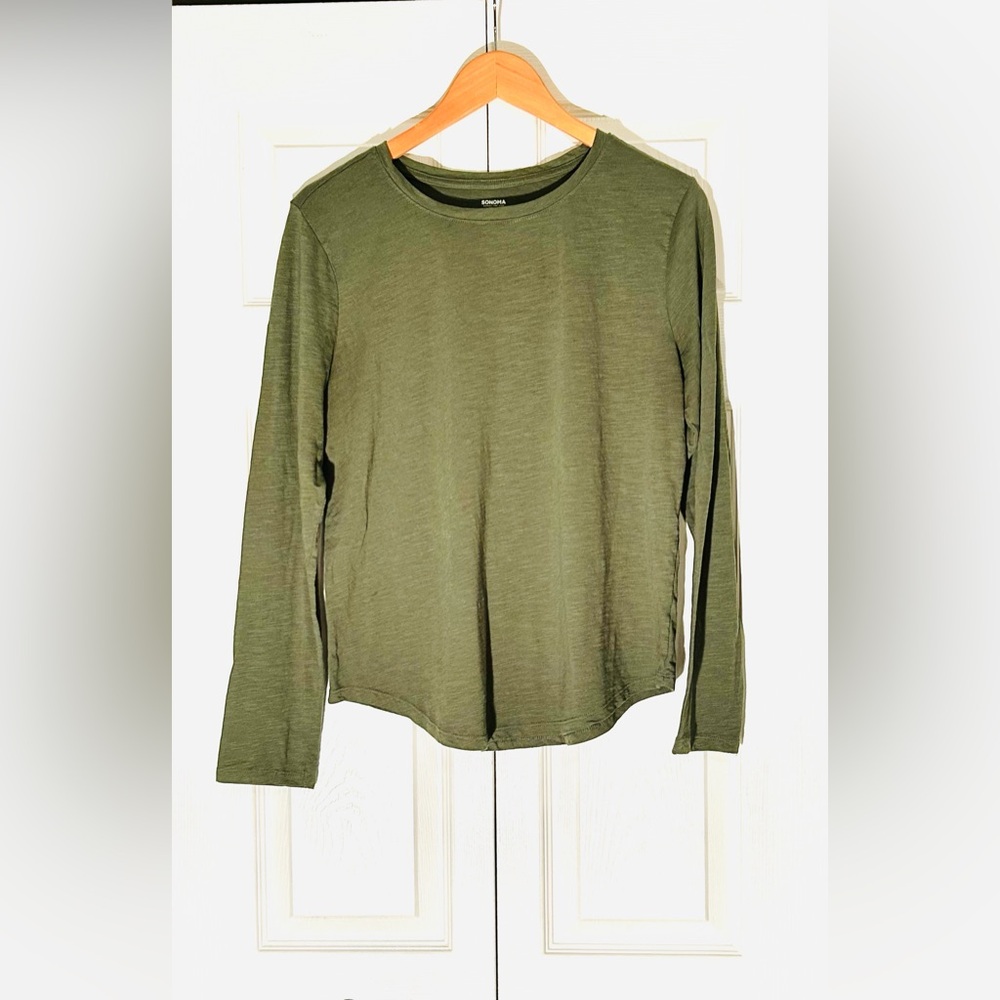 Sonoma Set of 2 Dark Red and Green Everyday Long Sleeve Tees - Picture 5 of 9